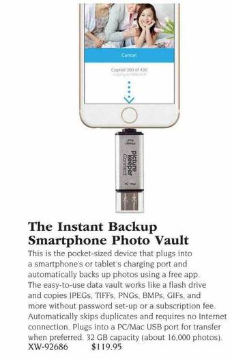 Hammacher Schlemmer The instant backup smartphone photo vault offer