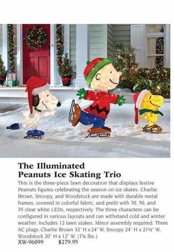 Hammacher Schlemmer The illuminated peanuts ice skating trio offer