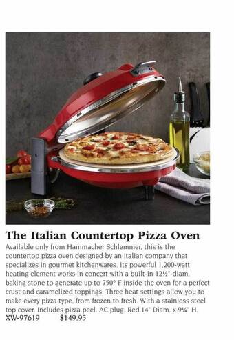 Hammacher Schlemmer The italian countertop pizza oven offer