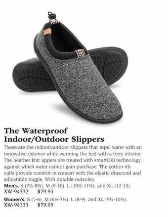 Hammacher Schlemmer The waterproof indoor outdoor slippers offer