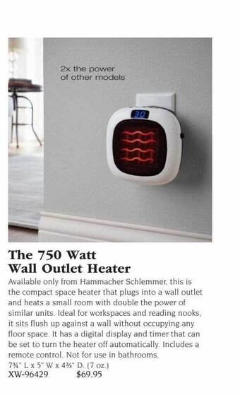 Hammacher Schlemmer The 750 watt wall outlet heater offer