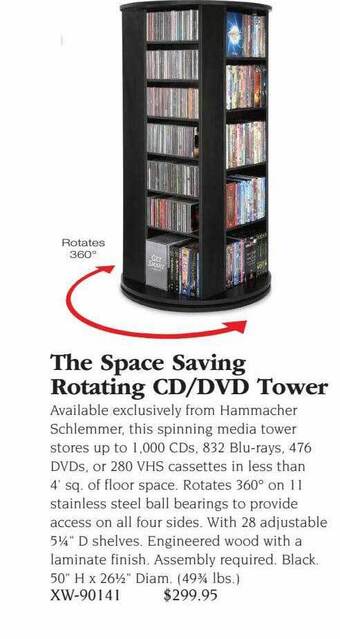 Hammacher Schlemmer The space saving rotating cd-dvd tower offer