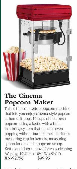 Hammacher Schlemmer The cinema popcorn maker offer