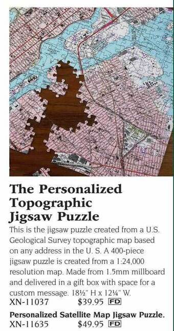 Hammacher Schlemmer The personalized topographic jigsaw puzzle offer