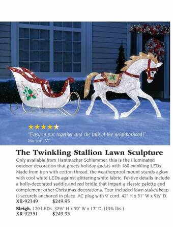 Hammacher Schlemmer The twinkling stallion lawn sculpture offer