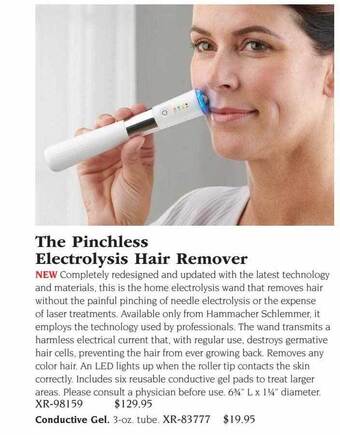 Hammacher Schlemmer The pinchless electrolysis hair remover offer
