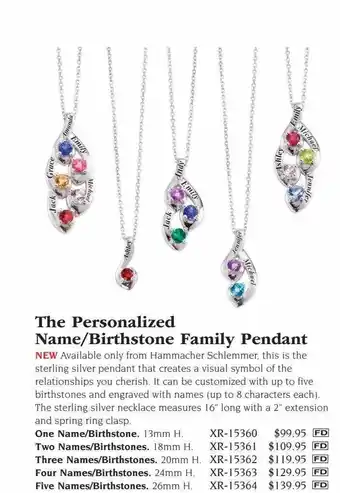 Hammacher Schlemmer The personalized name brithstone family pendant offer