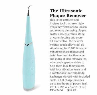 Hammacher Schlemmer The ultrasonic plaque remover offer