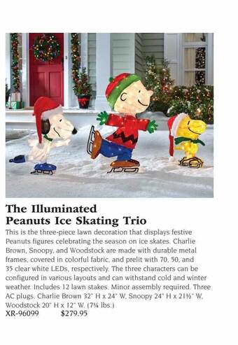 Hammacher Schlemmer The illuminated peanuts ice skating trio offer