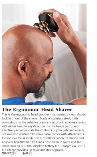 Hammacher Schlemmer The ergonomic head shaver offer