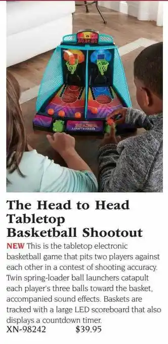 Hammacher Schlemmer The head to head tabletop basketball shootout offer