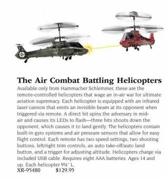 Hammacher Schlemmer The air combat battling helicopters offer