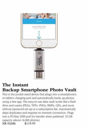 Hammacher Schlemmer The instant backup smartphone photo vault offer