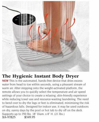Hammacher Schlemmer The hygienic instant body dryer offer