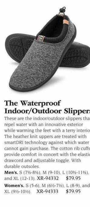 Hammacher Schlemmer The waterproof indoor outdoor slippers offer