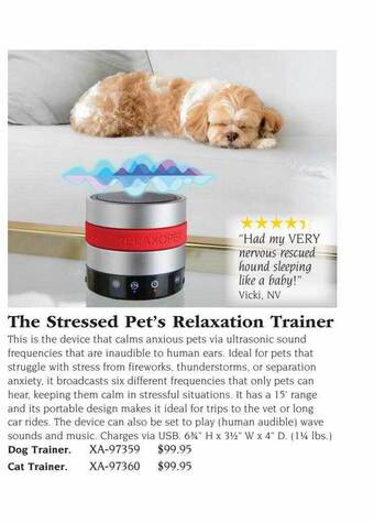 Hammacher Schlemmer The stressed pet's relaxation trainer offer