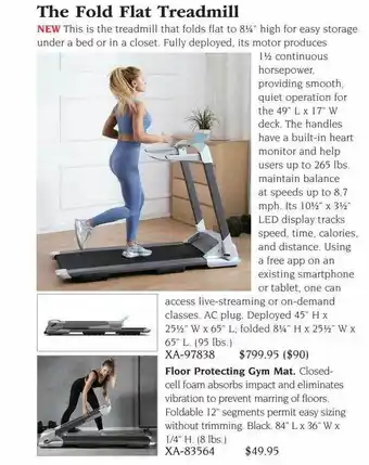 Hammacher Schlemmer The fold flat treadmill offer