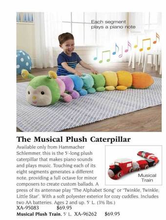 Hammacher Schlemmer The musical plush caterpillar offer