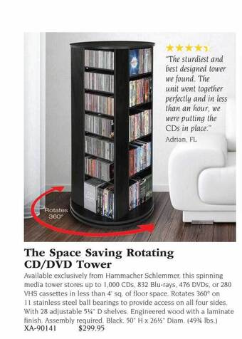 Hammacher Schlemmer The space saving rotating cd-dvd tower offer