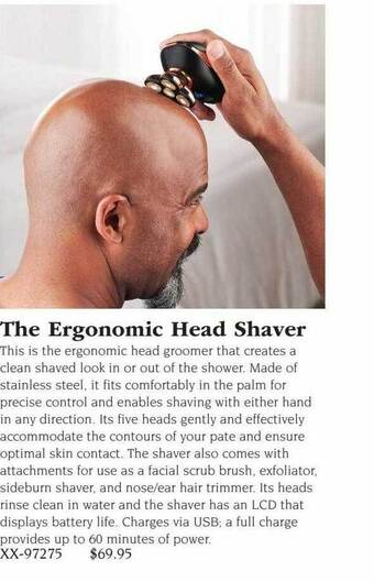 Hammacher Schlemmer The ergonomic head shaver offer