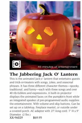 Hammacher Schlemmer The jabrering jack o' lantern offer