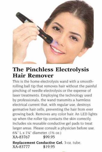 Hammacher Schlemmer The pinchless electrolysis hair remover offer