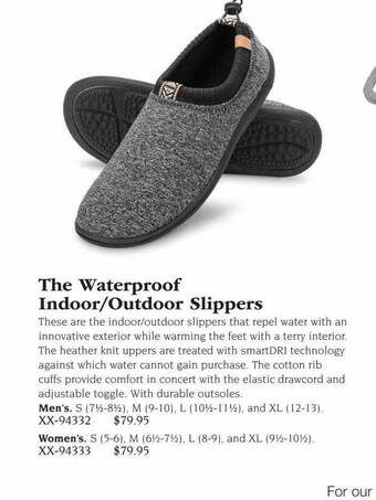 Hammacher Schlemmer The waterproof indoor-outdoor slippers offer