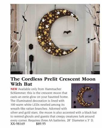 Hammacher Schlemmer The cordless prelit crescent moon with bat offer