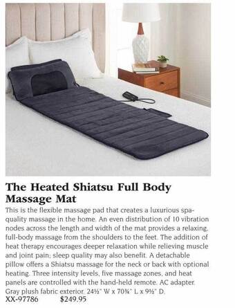 Hammacher Schlemmer The heated shiatsu full body massage mat offer