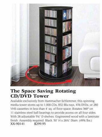 Hammacher Schlemmer The space saving rotating cd-dvd tower offer