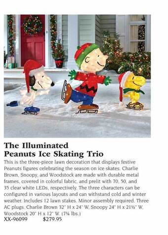 Hammacher Schlemmer The illuminated peanuts ice skating trio offer