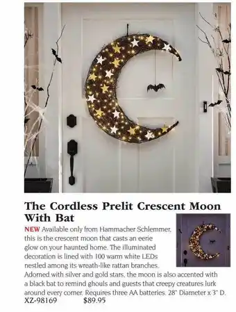 Hammacher Schlemmer The cordless prelit crescent moon wth bat offer