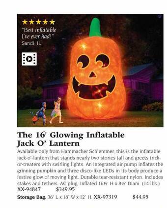 Hammacher Schlemmer The 16' glowing inflatable jack o' lantern offer