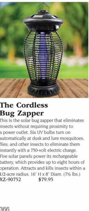 Hammacher Schlemmer The cordless bug zapper offer
