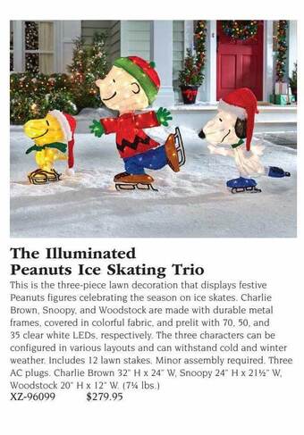 Hammacher Schlemmer The illuminated peanuts ice skating trio offer