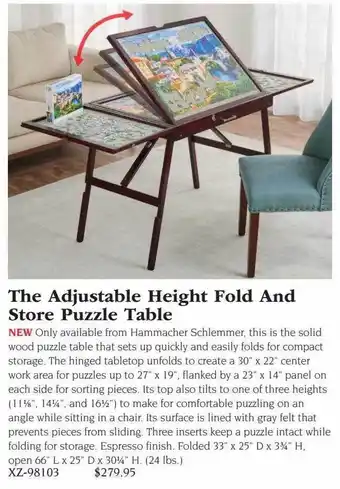 Hammacher Schlemmer The adjustable height fold and sotre puzzle table offer