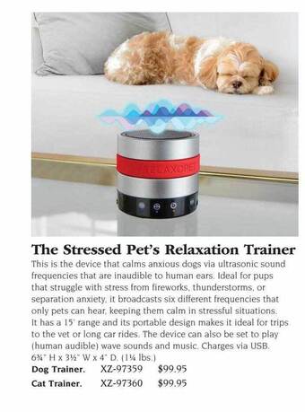 Hammacher Schlemmer The stressed pet's relaxation trainer offer