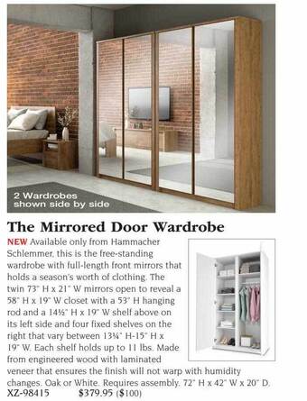 Hammacher Schlemmer The mirrored door wardrobe offer
