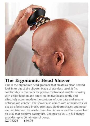 Hammacher Schlemmer The ergonomic head shaver offer