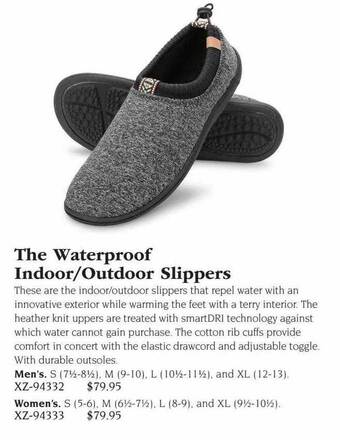 Hammacher Schlemmer The waterproof indoor-outdoor slippers offer