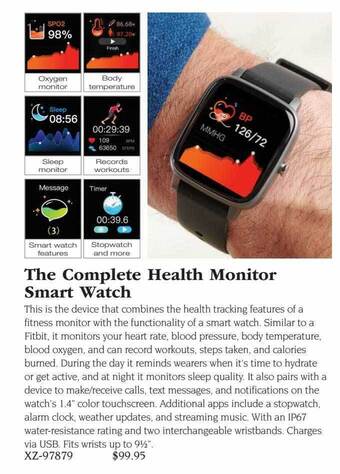 Hammacher Schlemmer The complete health monitor smart watch offer