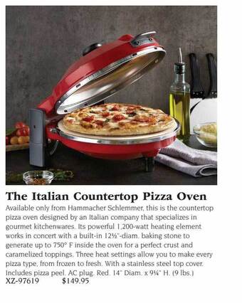 Hammacher Schlemmer The italian countertop pizza oven offer