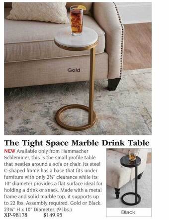 Hammacher Schlemmer The tight space marble drink table offer