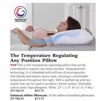 Hammacher Schlemmer The temperature regulating any position pillow offer