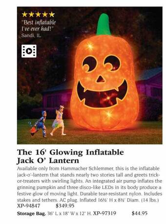 Hammacher Schlemmer The 16' glowing inflatable jack o' lantern offer