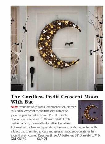 Hammacher Schlemmer The cordless prelit crescent moon with bat offer
