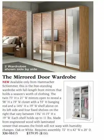 Hammacher Schlemmer The mirrored door wardrobe offer