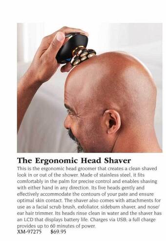 Hammacher Schlemmer The ergonomic head shaver offer