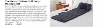 Hammacher Schlemmer The heated shiatsu full body massage mat offer