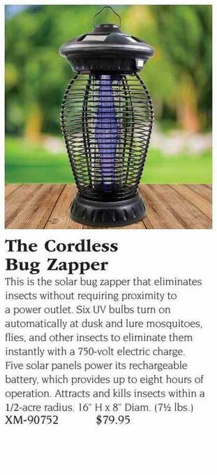 Hammacher Schlemmer The cordless bug zapper offer